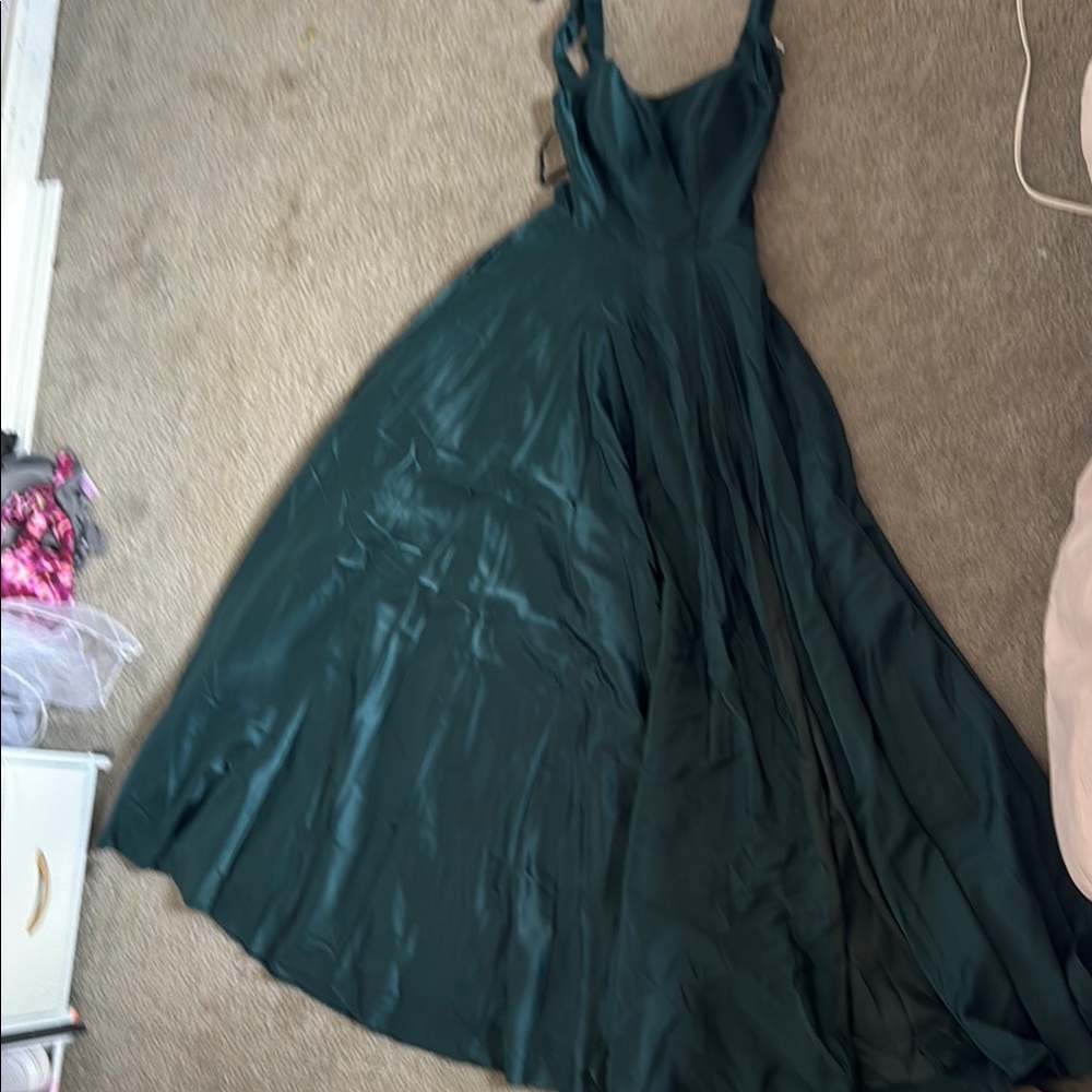 B Darlin Green Sleeveless Scoop Neck Maxi Gown
